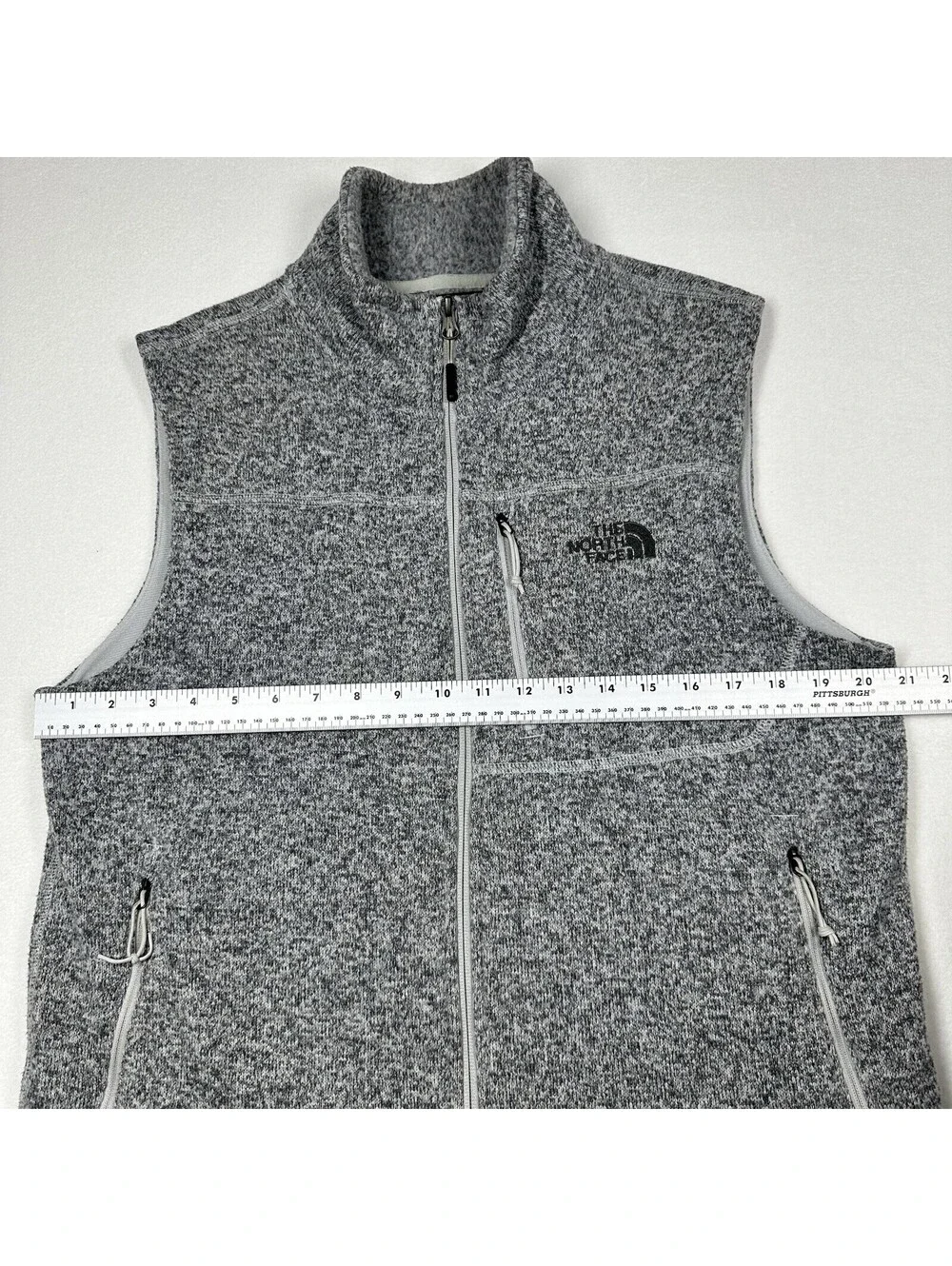 The North Face Mens Fill Zip Sweater Vest Fleece Lined Gray Heather Size Small